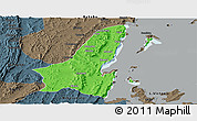 Political Panoramic Map of Muleba, darken, semi-desaturated