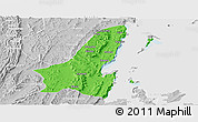 Political Panoramic Map of Muleba, lighten, desaturated