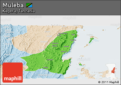 Political Panoramic Map of Muleba, lighten