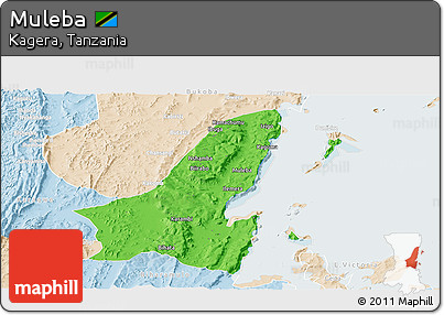 Political Panoramic Map of Muleba, lighten