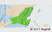 Political Panoramic Map of Muleba, lighten