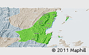 Political Panoramic Map of Muleba, lighten, semi-desaturated