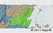 Political Panoramic Map of Muleba, semi-desaturated