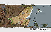 Satellite Panoramic Map of Muleba, darken