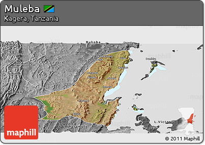 Satellite Panoramic Map of Muleba, desaturated
