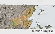Satellite Panoramic Map of Muleba, semi-desaturated