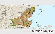Satellite Panoramic Map of Muleba, shaded relief outside