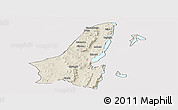 Shaded Relief Panoramic Map of Muleba, cropped outside