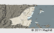 Shaded Relief Panoramic Map of Muleba, darken