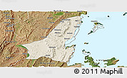 Shaded Relief Panoramic Map of Muleba, satellite outside