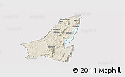 Shaded Relief Panoramic Map of Muleba, single color outside