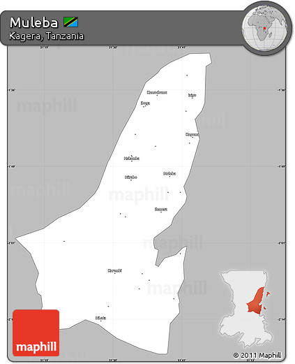 Gray Simple Map of Muleba, single color outside