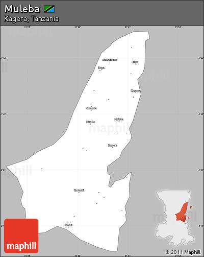Gray Simple Map of Muleba, single color outside