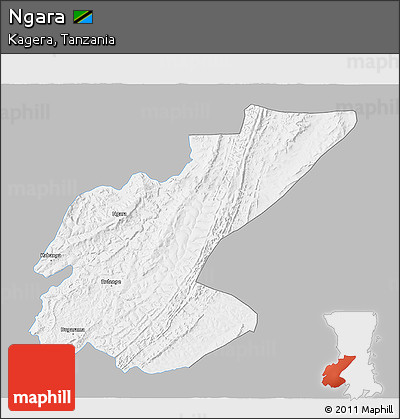 Gray 3D Map of Ngara, single color outside