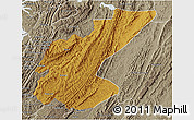 Physical 3D Map of Ngara, semi-desaturated