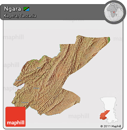 Satellite 3D Map of Ngara, cropped outside