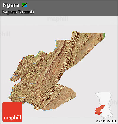 Satellite 3D Map of Ngara, cropped outside