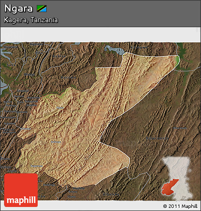 Satellite 3D Map of Ngara, darken