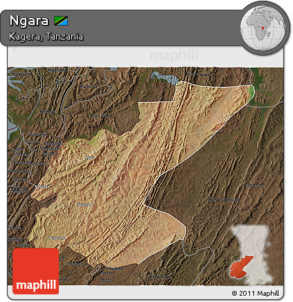 Satellite 3D Map of Ngara, darken