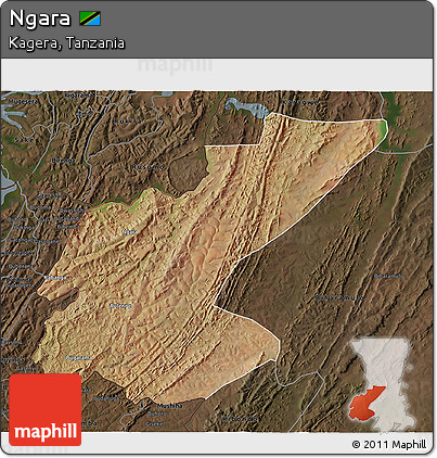 Satellite 3D Map of Ngara, darken