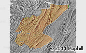 Satellite 3D Map of Ngara, desaturated