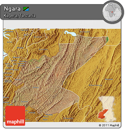 Satellite 3D Map of Ngara, physical outside