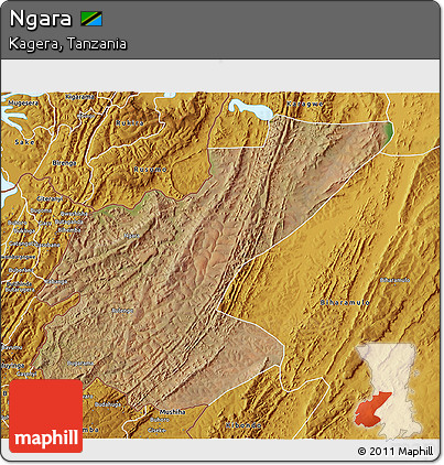 Satellite 3D Map of Ngara, physical outside