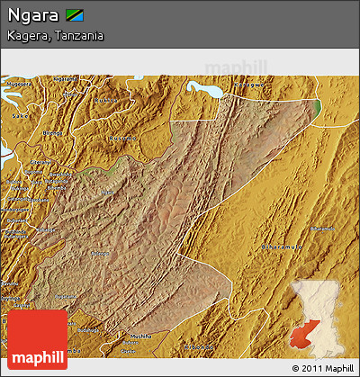 Satellite 3D Map of Ngara, physical outside