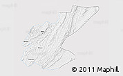 Silver Style 3D Map of Ngara, single color outside
