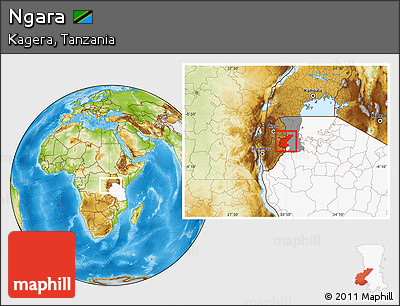 Physical Location Map of Ngara, highlighted country, highlighted parent region