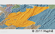 Political Panoramic Map of Ngara, semi-desaturated
