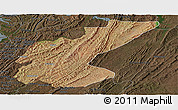 Satellite Panoramic Map of Ngara, darken