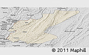 Shaded Relief Panoramic Map of Ngara, desaturated