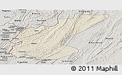 Shaded Relief Panoramic Map of Ngara, semi-desaturated