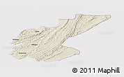Shaded Relief Panoramic Map of Ngara, single color outside
