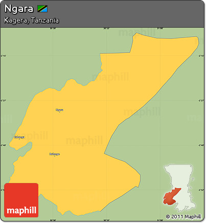 Savanna Style Simple Map of Ngara, single color outside