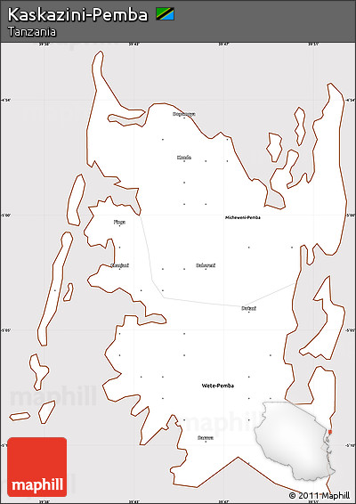 Classic Style Simple Map of Kaskazini-Pemba, cropped outside