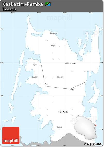 Gray Simple Map of Kaskazini-Pemba, single color outside