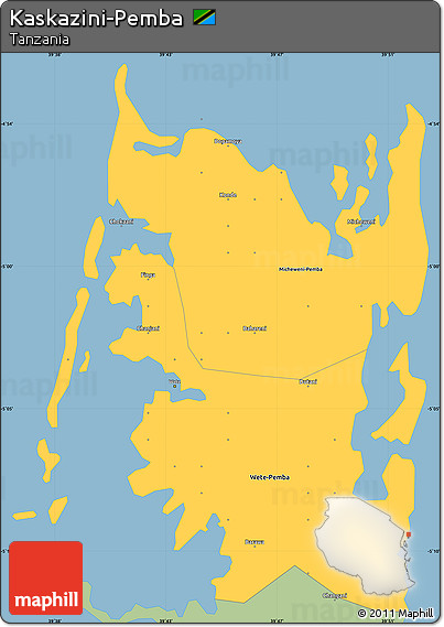 Savanna Style Simple Map of Kaskazini-Pemba