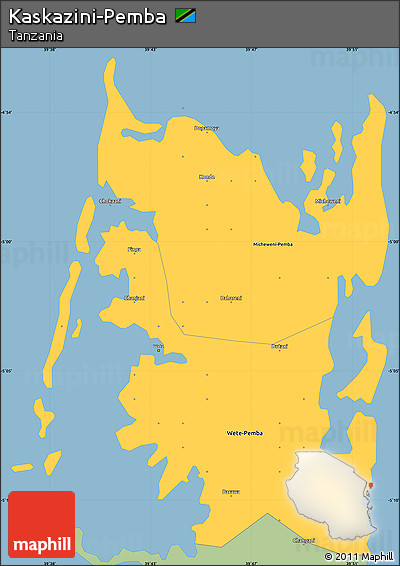 Savanna Style Simple Map of Kaskazini-Pemba