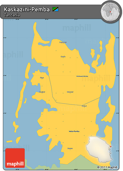 Savanna Style Simple Map of Kaskazini-Pemba, single color outside