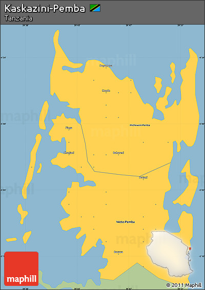 Savanna Style Simple Map of Kaskazini-Pemba, single color outside