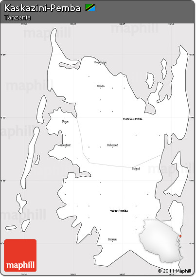 Silver Style Simple Map of Kaskazini-Pemba, cropped outside