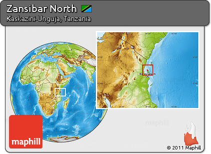 Physical Location Map of Zansibar North, highlighted parent region