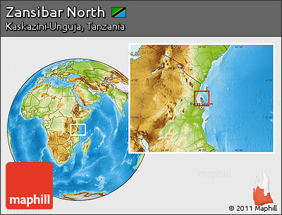 Physical Location Map of Zansibar North, highlighted parent region