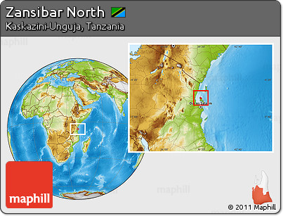 Physical Location Map of Zansibar North, highlighted parent region