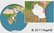 Satellite Location Map of Zansibar North, highlighted country, highlighted parent region, within the entire country