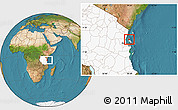 Satellite Location Map of Zansibar North, highlighted country, highlighted parent region