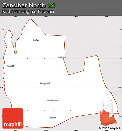 Classic Style Simple Map of Zansibar North, cropped outside