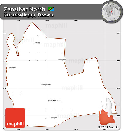 Classic Style Simple Map of Zansibar North, cropped outside